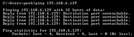 Ping для отклоненного подключения